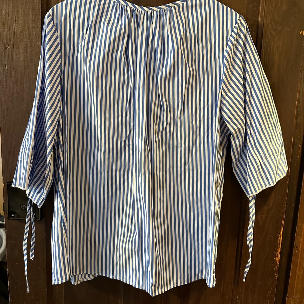 Blue and White Striped Blouse